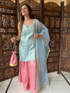 Pastel Brocade Gharara Set