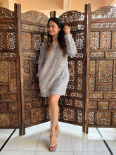 Load image into Gallery viewer, Metallic Fur and Sequin Dress