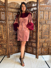 Load image into Gallery viewer, Maroon Fur Dress