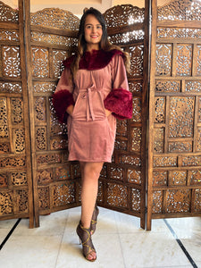 Maroon Fur Dress