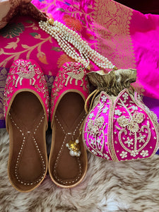 Magenta Hand Embroidered Potli