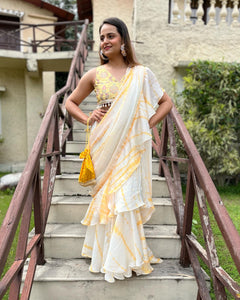 Yellow Peacock Draped Saree