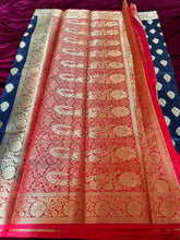 Load image into Gallery viewer, Navy Blue Banarsi Saree