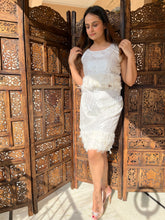 Load image into Gallery viewer, White and Silver Feather Skirt