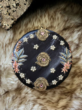 Load image into Gallery viewer, Black Floral Round Clutch