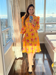 Vibrant Yellow Velvet Dress