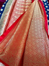 Load image into Gallery viewer, Navy Blue Banarsi Saree