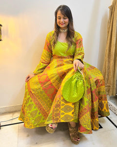 Multi Brocade Anarkali Set