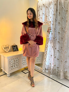 Maroon Fur Dress