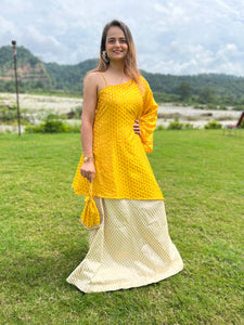 Yellow Brocade Skirt Set