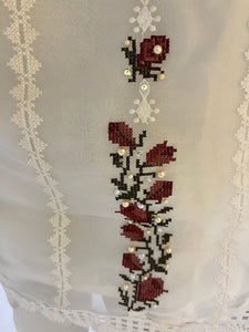 White Cross Stitch Suit Set