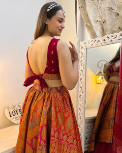 Velvet and Brocade Lehenga  Set