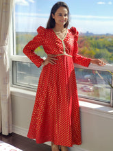 Load image into Gallery viewer, Red Brocade Gota long dress