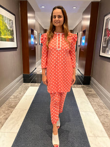 Pink Polka Dot Suit Set