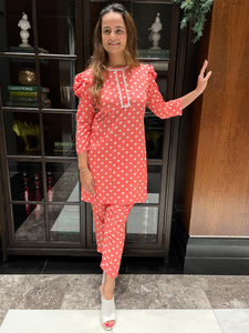 Pink Polka Dot Suit Set