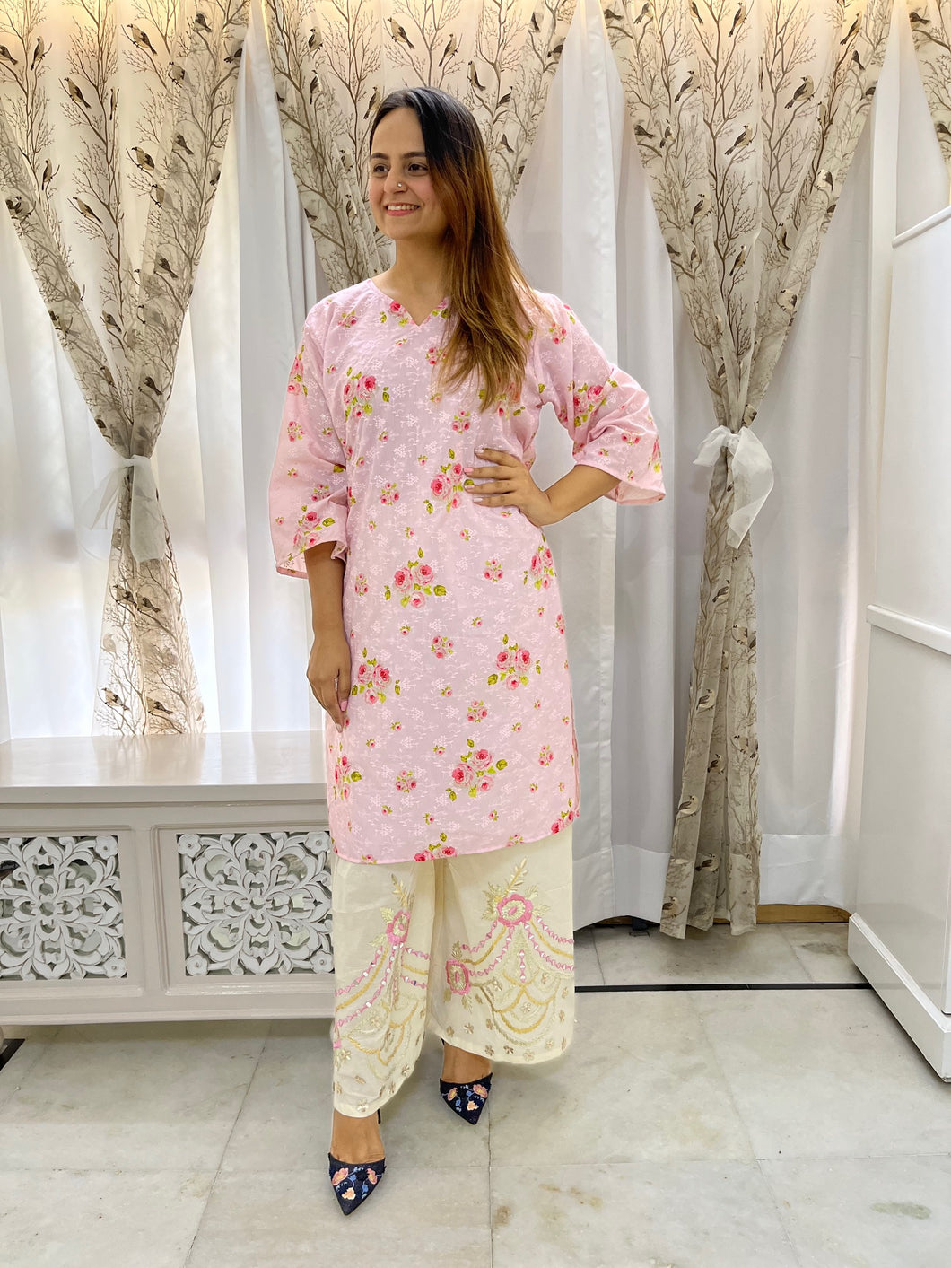 Baby Pink Gotapatti Palazzo Suit Set