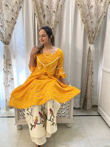 Leheriya Yellow Bird Palazzo Suit Set