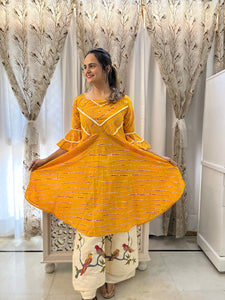 Leheriya Yellow Bird Palazzo Suit Set