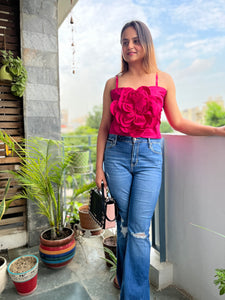 Fuchsia Flower Power Top