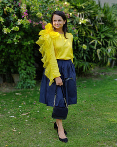 Yellow Ruffle Bow Blouse