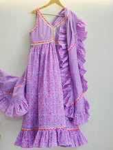 Load image into Gallery viewer, Lilac Frills Gota long dress with dupatta