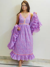 Load image into Gallery viewer, Lilac Frills Gota long dress with dupatta