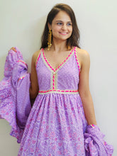 Load image into Gallery viewer, Lilac Frills Gota long dress with dupatta