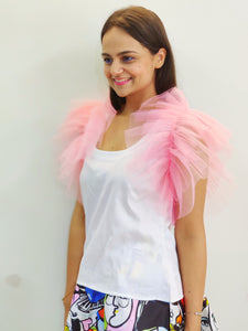 White and Pink Flutter Top