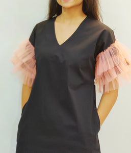 Black Peach Tulle Dress