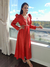 Load image into Gallery viewer, Red Brocade Gota long dress