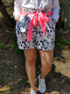 White Mickey Paper Bag Shorts