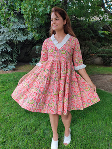 Pink Floral Lacy Dress