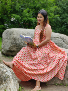 Pink Floral Long Dress with Shrug