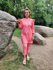 Pink Polka Dot Suit Set