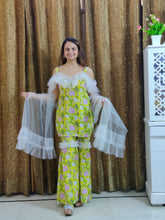 Load image into Gallery viewer, Yellow Floral Frill Garara Set