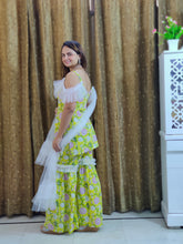 Load image into Gallery viewer, Yellow Floral Frill Garara Set