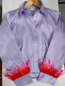 Mauve Feather Trim Shirt