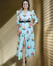 Load image into Gallery viewer, Mint Green Floral Long Dress