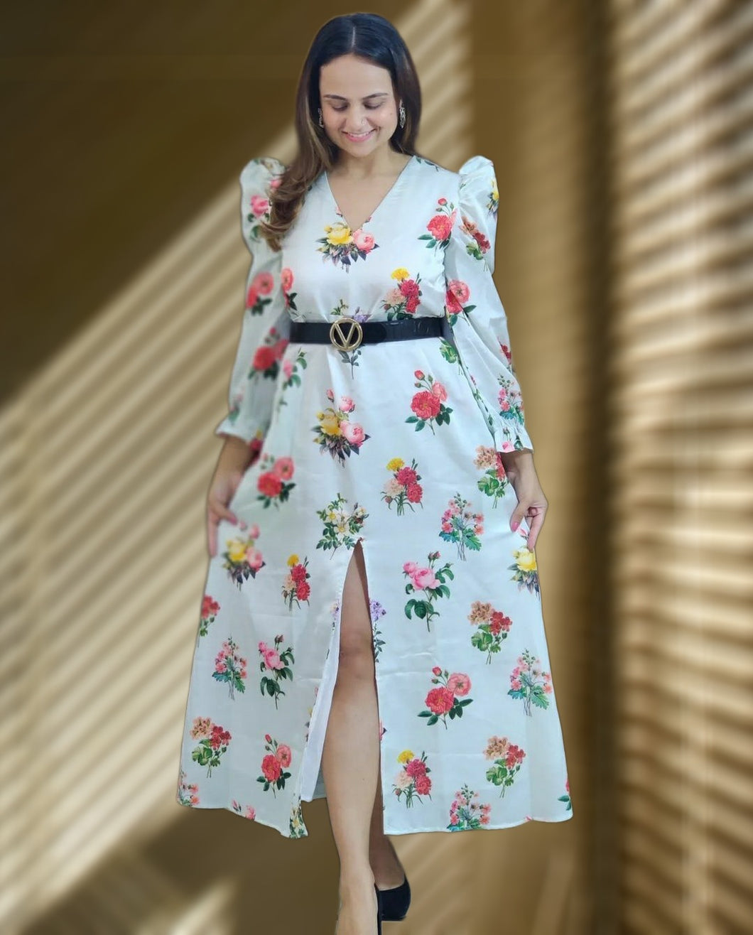 Mint Green Floral Long Dress