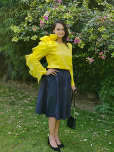 Yellow Ruffle Bow Blouse